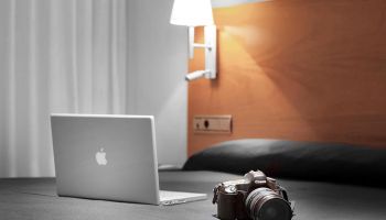 Detail of a room, with PC and camera